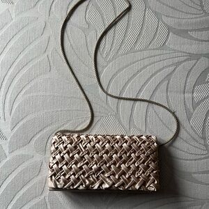 Elegant Woven Clutch in Champagne